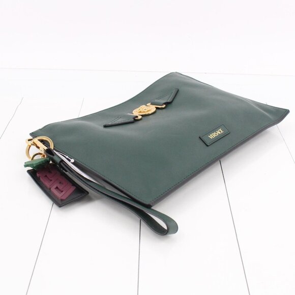VERSACE Medusa Biggie Pouch In Green with Charm - Picture 6 of 13